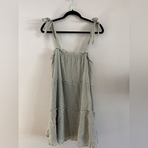 Altar'd State Sage Tiered Ruffle Sundress, Size L, Boho, Flowy, Mini Dress